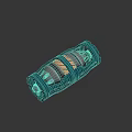 Automotive Cylindrical Metal Component with Blue Housing Silver Core and Orange Details for Vehicle Mechanical Systems
