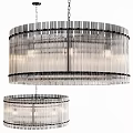 Modern Circular Chandelier With Black Metal Frame And Vertical Crystal Strips Design