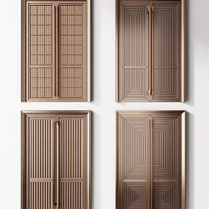 New Chinese style double door copper door double door combination 3d model