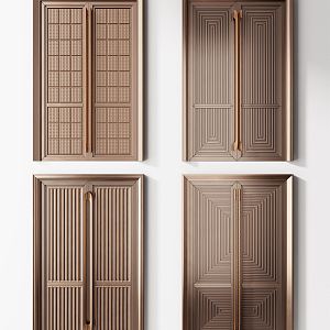 New Chinese style double door copper door double door combination 3d model