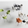Modern Round Table And Multi Colored Chairs Dining Set For Home 3d model