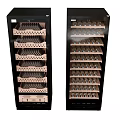 Modern Black Wine Cabinet With Multiple Shelves For Bottles And Glasses