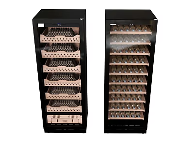 Modern Black Wine Cabinet With Multiple Shelves For Bottles And Glasses 3d model