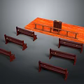 Wooden Lecture Podium And Benches Setup For Small Assembly Area