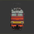 Vibrant Red Yellow Striped Train Model with White Top and Detailed Windows