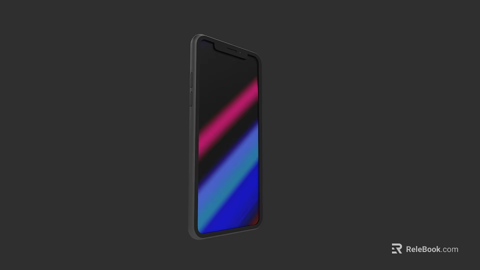 Modern Sleek Smartphone With Colorful Gradient Display On Black Background 3d model 