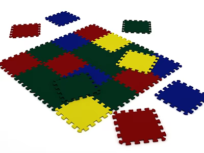 Colorful Interlocking Square Carpet Puzzle Play Mats For Kids Activity Area 3d model