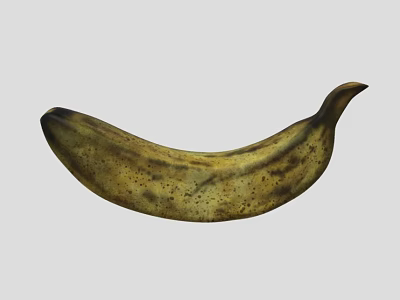 Ripe Banana With Brown Spots On Curved Shape Against Gray Background 3d model