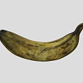 Ripe Banana With Brown Spots On Curved Shape Against Gray Background