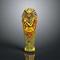 Golden Pharaoh Statue With Blue Red Decorations On Gray Gradient Background 3d model