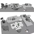 Modern Sofa Coffee Table Combination Multi-person Sofa Leisure Chair 3d model