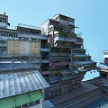 Dense Old Residential Buildings With Multiple Colorful Balconies And Drying Clothes