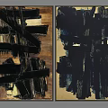Abstract Black And Dark Tones Two Panel Wall Art For Home Decor