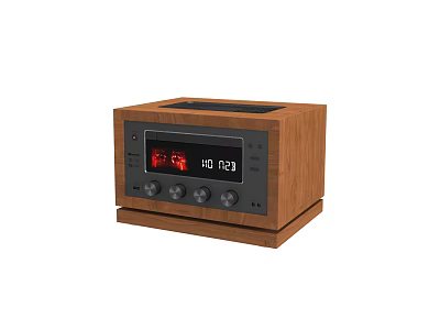 Wooden Headphone Speaker With FM Radio Display Screen And Control Knobs 3d model