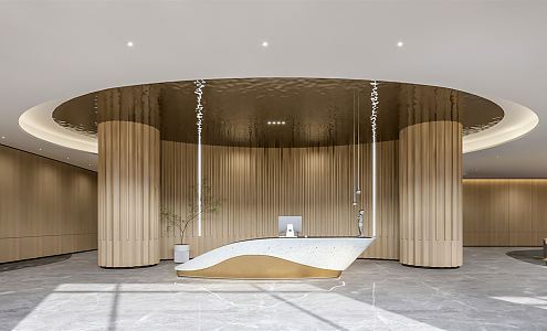 Modern front desk office front desk company front desk reception desk reception desk lobby reception area front desk background wall 3d model