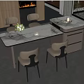 Modern Restaurant Interior Design With Marble Dining Table White Chairs Flower Vase And Coffee Cup