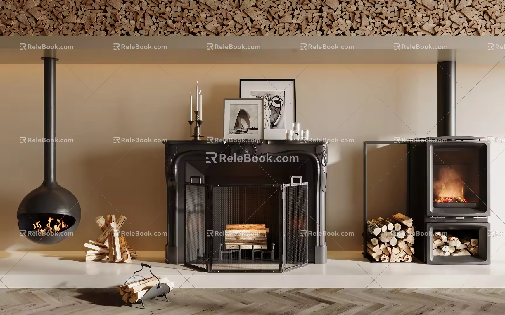 Modern Fireplace 3d model
