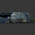 Modern Abstract Sculpture With Vibrant Green Blue Gradient Textured Surface And Irregular Shape
