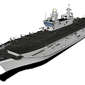 Military Aircraft Carrier Warship With Flight Deck Parked Aircraft Superstructure And Red Flag
