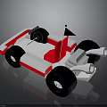 Red And White Block Design Toy Race Car With Black Wheels And Rear Spoiler