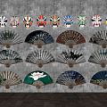 New Chinese Style Fan Fan Facial Decorations Background Wall 3d model