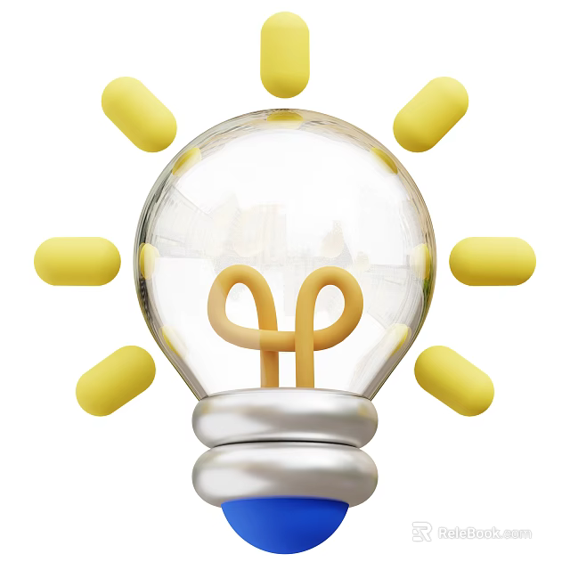 Creative Light Bulb Design With Yellow Elements And Filament Structure 3d model 