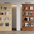 Trackless Barn Door with Glass Shelves and Decorative Books for Home Interior