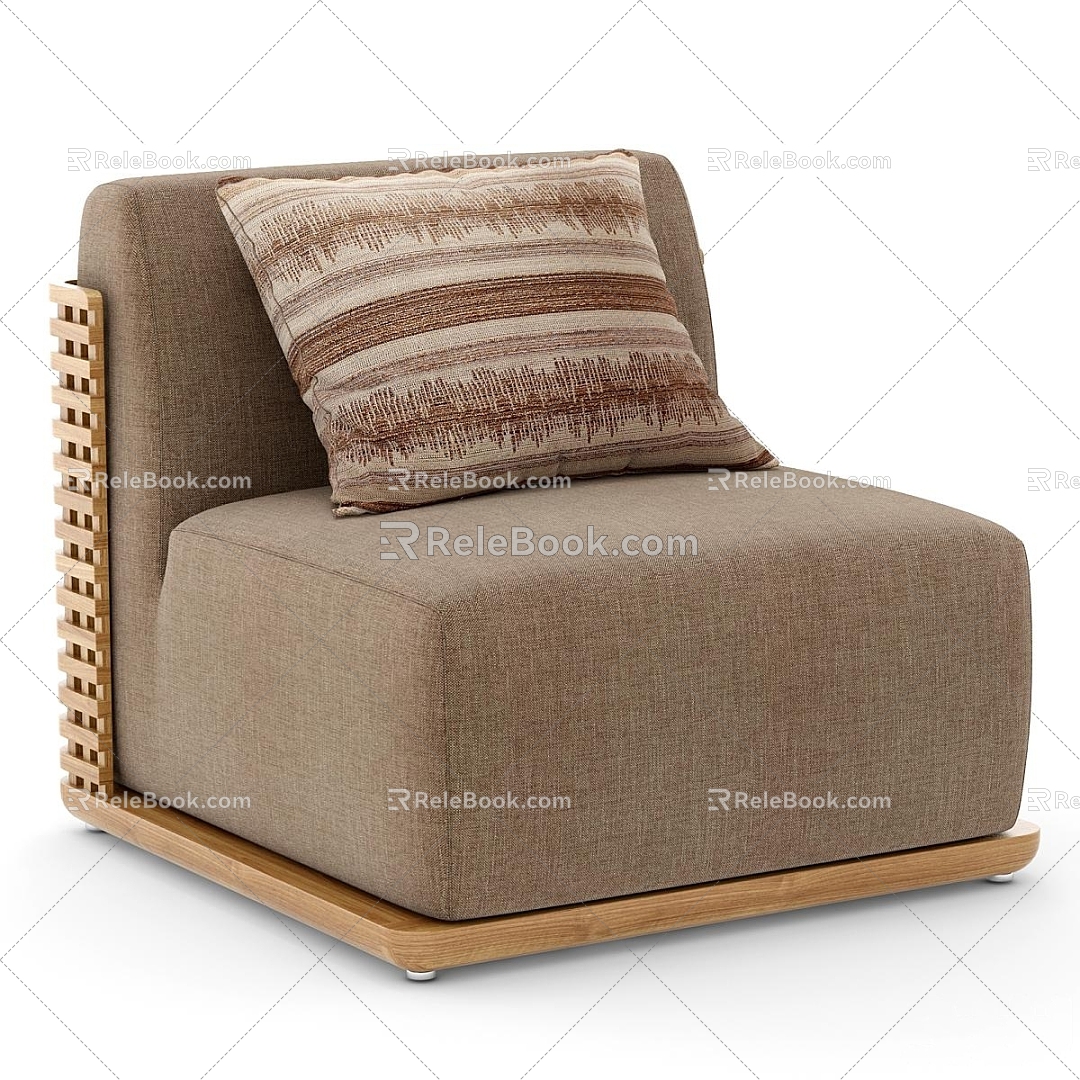 Single Sofa Fabric Single Sofa Solid Wood Single Sofa 3d model