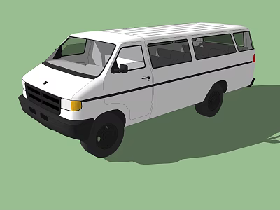 White Passenger Van Exterior Design With Multiple Windows And Black Wheels 3d model