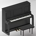 Black Upright Piano With Wooden Bench And Classic Keyboard Musical Instrument Design
