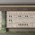 Elegant Modern Wine Cabinet With Multiple Shelves And Hanging Wine Glasses