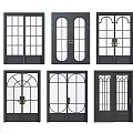 French Retro Double Door Double Door Swing Door 3d model