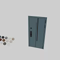 Dark Blue Modern Swing Door With Glass Panel And Metal Handle Design