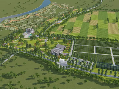 Modern Wine Demonstration Park 3d model