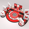 Poker Gaming Setup With Cards Chips Heart Decoration And Circular Table 3d model