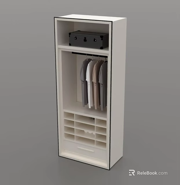 Modern Wardrobe Interior With Hanging Clothes Shoe Storage And Drawers 3d model
