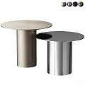 Modern Round Dining Tables With Brushed Gold And Silver Cylindrical Legs 3d model