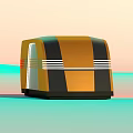 Orange And Black Striped Streamlined Modern Car With Sleek Exterior Design