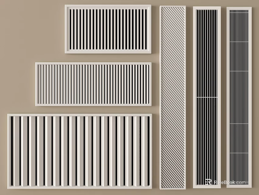 Modern Air Conditioner Vents With Horizontal And Vertical Grille Patterns 3d model 