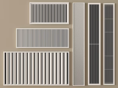 Modern Air Conditioner Vents With Horizontal And Vertical Grille Patterns 3d model