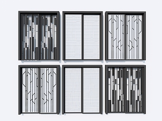 Modern sliding door villa door double door metal door glass door screen partition facade decoration 3d model