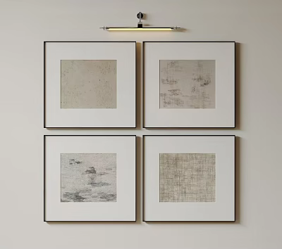 Framed Abstract Paintings as Wall Art with Textured Gray Tones and Minimalist Design 3d model