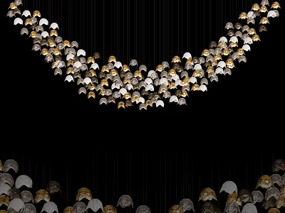 Modern Gold And Silver Hanging Chandelier With Decorative Petal Shaped Design 3d model