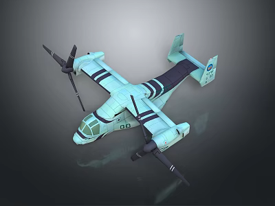 Light Green Twin Propeller Military Transport Airplane With Striped Wings And Side Logo 3d model