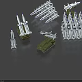 Green Military Tank Surrounded By White Missiles And Aircraft Models In Military Display Setup