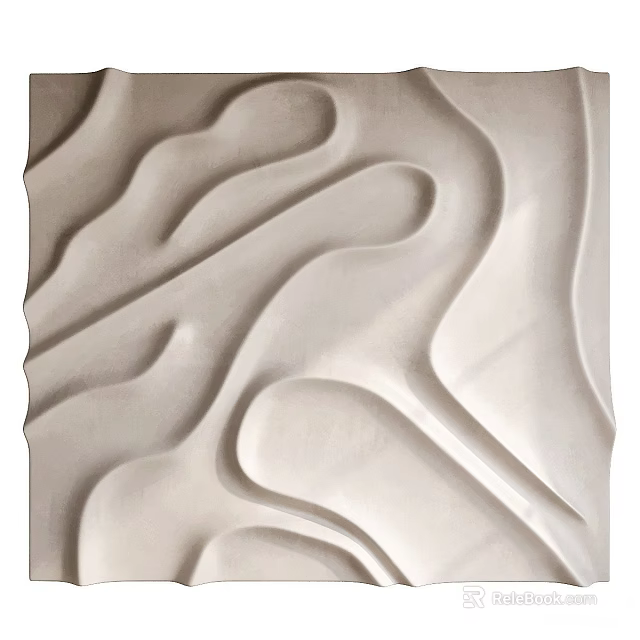 Modern White Wavy Textured Wall Hanging with Decorative Curved Patterns 3d model 