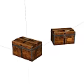 Vintage Wooden Boxes With Rustic Metal Straps And Aged Finish Details
