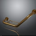 Golden Bathroom Furniture Grab Bar With Shiny Surface And Sturdy Bracket Design