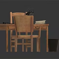 Wooden Dining Chairs With Green Cushion Near Table Fan And Books