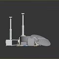 Three Circular Equipment Devices With White Bases Black Dots And Various Components 3d model